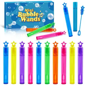 36 Pieces Mini Bubble Wands Bubble Party Favors Assortment Toys for Kids Themed Birthday Halloween Goodie Bags Carnival Prizes Wedding Outdoor Gifts for Girls & Boys