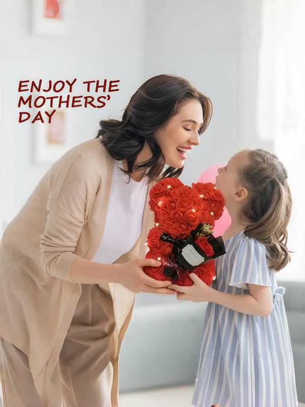 Handmade everlasting flower rose teddy bear themed gift box, ideal for dates for both men and women, must-have gift for Valentine's Day, anniversary gift or birthday gift, Halloween, Christmas bestseller