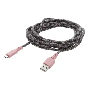 360 stand Rove RV10FTMUSB 10 ft. Braided Micro USB Charging Cable, Electronic Connector Charger with PVC Ends, Extra Long Cord for Mobile Devices - Assorted Color, Universal Fit