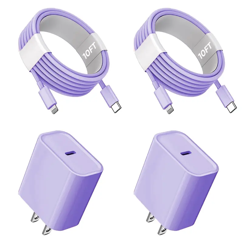 iPhone Charger Fast Charging 2 Pack Purple Type C Wall Charger Block with 2 Pack 10FT USB C to Lightning Cable for iPhone 14/13/12/12 Pro Max/11/Xs Max/XR/X,AirPods Pro, Smartphone, Cellphone, Electronic