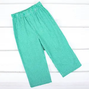 Green Gingham Pants - Elastic Waist Pull-On Pant for Boys
