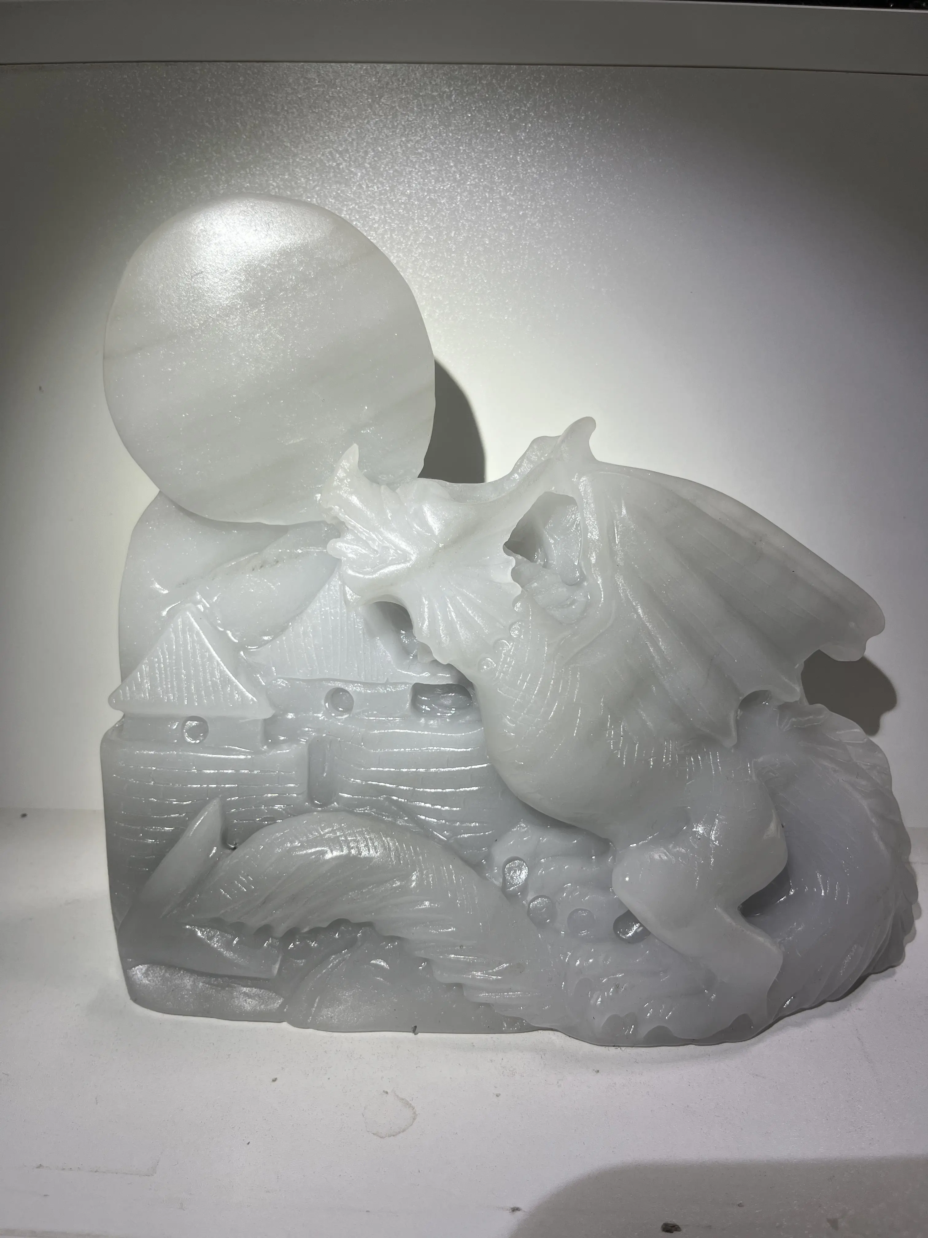 Jasper Stone Dragon Figurine - Hand-Carved Natural Crystal Figures, Unique Carved Piece with Natural Texture, Spiritual Gift for Protection & Home Decor, Calms Anxiety, Collectibles, One Of A Kind, Strength