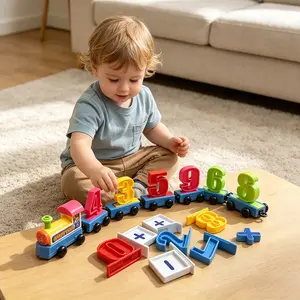 Safe Plastic Number Train Toy, Multicolor Building Blocks, Connectable Sliding, Early Education Puzzle, Math Enlightenment Toy for Kids