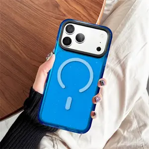 Dopamine Glitter Clear MagSafe Case with Large Window, Shockproof Protective Cover for iPhone 16 15 14 13 Pro Max money bag