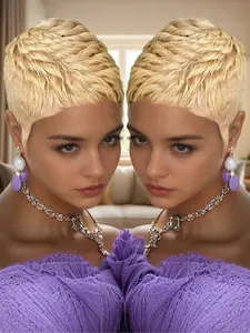 Short Curly Pixie Cut Wig Human Hair Wigs for Women Machine Made Wigs With Bangs Kinky Curly Wig