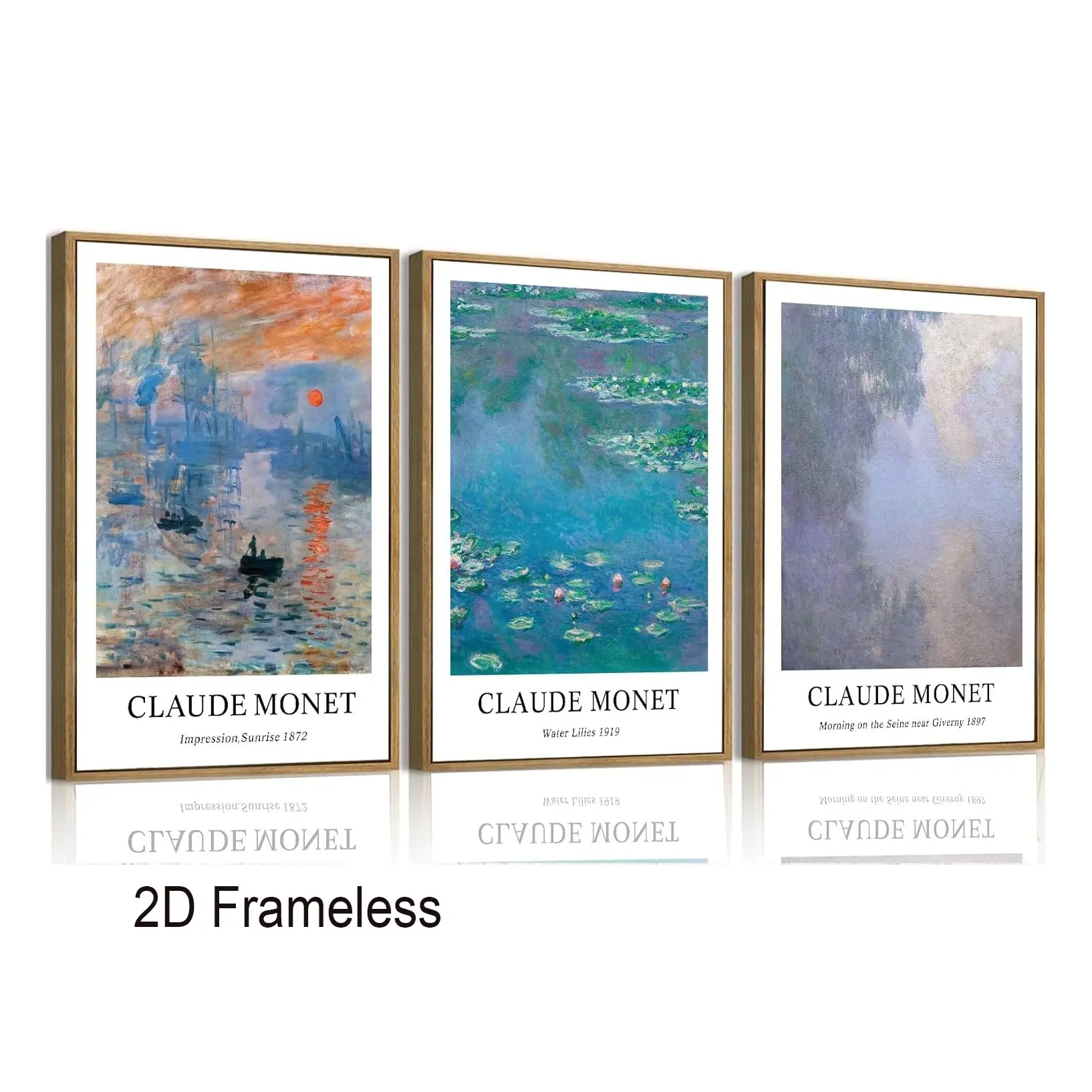 3-Piece Set, Claude Monet's “Water Lilies” Wall Art, Vintage-Style Canvas Print, Impressionist Botanical Art, Minimalist Classic Artwork, Decor for Bedrooms and Living Rooms, Bedroom Pictures Wall Decor, Frameless