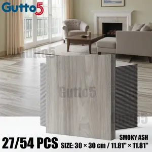 Box set of 27/54pcs thick classic wood grain floor tiles, self-adhesive 3D wood grain texture, easy to peel and paste DIY detachable, straight line splicing, easy installation, suitable for both home and office space walls or floors-Gutto5