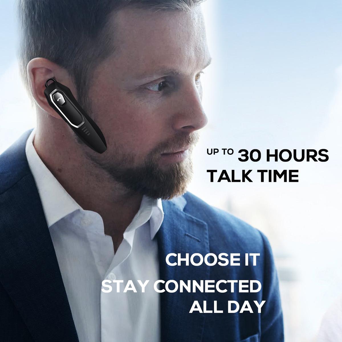 YUEYINOK Single-Ear Earphone, Bluetooth Earpiece, Hands-Free Bluetooth Headset for Work, Commuting & Driving, Clear Calls, Stable Connection, Wider Range, 30+ Hrs Talk Time hands free headset for work calls easy headset for daily use