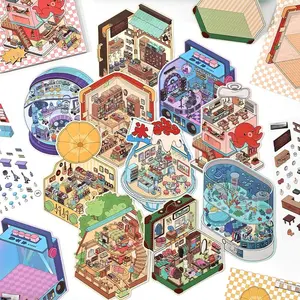 13 Sheets/Bag PET Material Decorative Stickers, Second Series 10 Store Management Theme, Perfect for Styling Your Corner, Sticker Cards