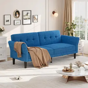 Garvee 89" Futon Sofa Bed, Convertible Couch Bed with Deep Seat, Convertible Sleeper Sofa with Adjustable Backrest & Armrest, for Living Room Bedroom, Apartments