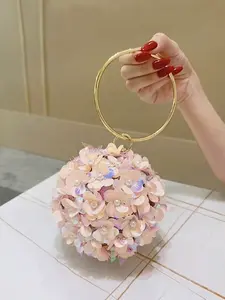 Women's Mini Handbag Cute Shoulder Bag Fashion Personalized Party Purse Handmade Flower Evening Clutch Crossbody Bag