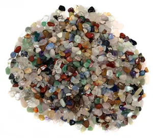 Small Tumbled Rainbow Chips and Tumbled Gem Mix with Sand Bucket- 1 Quart Bucket Semiprecious Stones Brazil