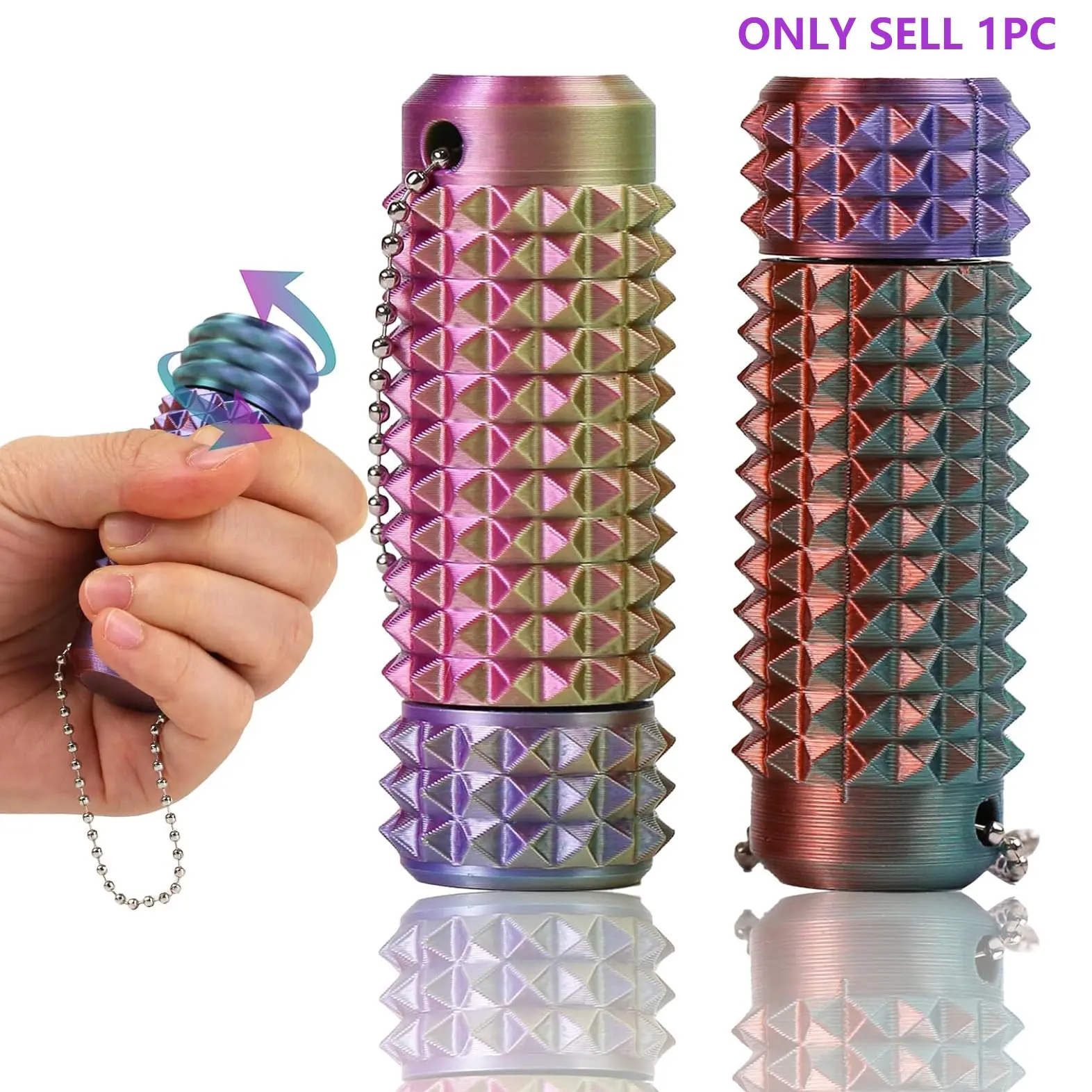 Little Ouchies Pain Fidget Toy, Squishy Fidgets, Soft Anxiety Fidgets, Rotatable Spiky Sensory Tool for Anxiety Relief, 3D Printed Grippie Keychain for Focus & Stress Relief, Stress Relief Aid, Sensory Fidget Gift