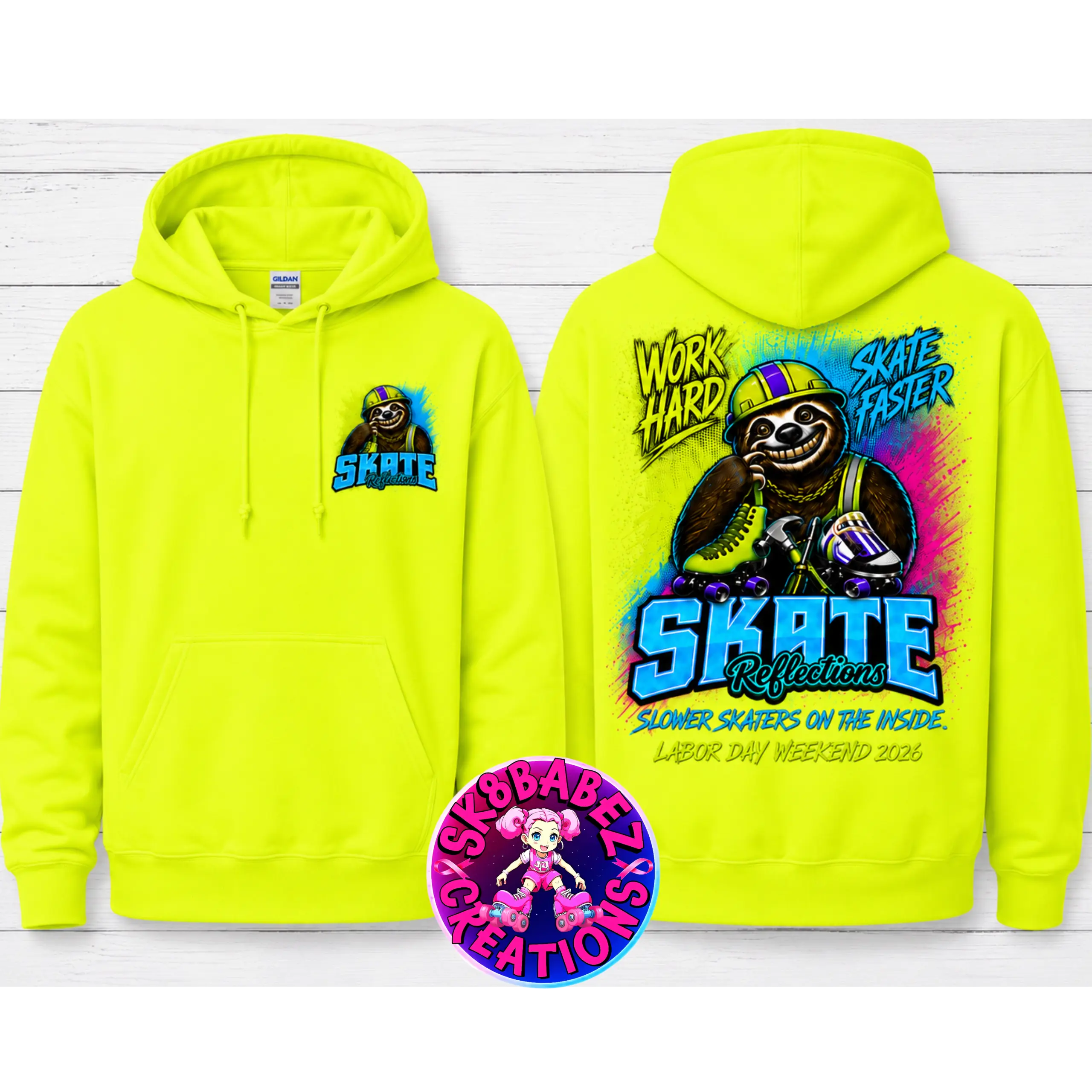 Skate Reflections Labor Day Weekend Event – Work Hard. Skate Faster. Hoodie