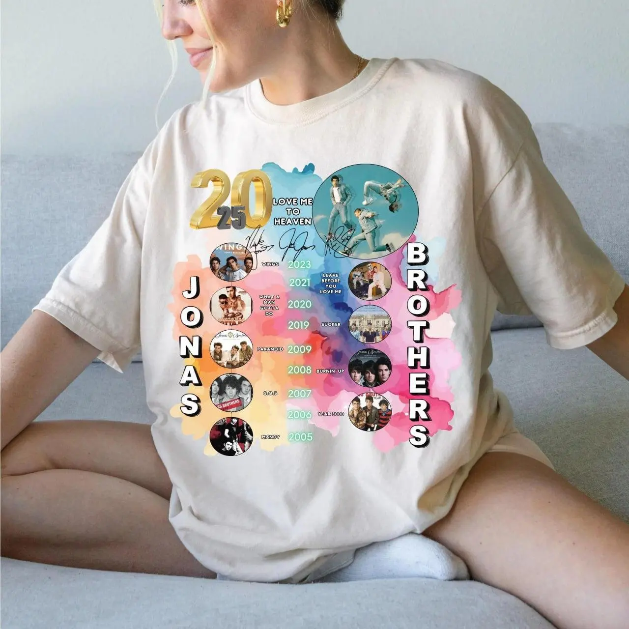 Jonas Bros 20th Anniversary Tour T-Shirt, Joe Jonas Shirt, Short Sleeve Crew Neck T-Shir, Fitted, Pull On, Casual, Unisex Cotton T-Shirt, Menswear, Womenswear