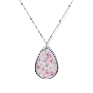 Hydrangea Oval Necklace with Flower Pendant Jewelry, Mother's Day Gift, Delicate Floral Charm, Nature Lover Gift, Wedding Keepsake