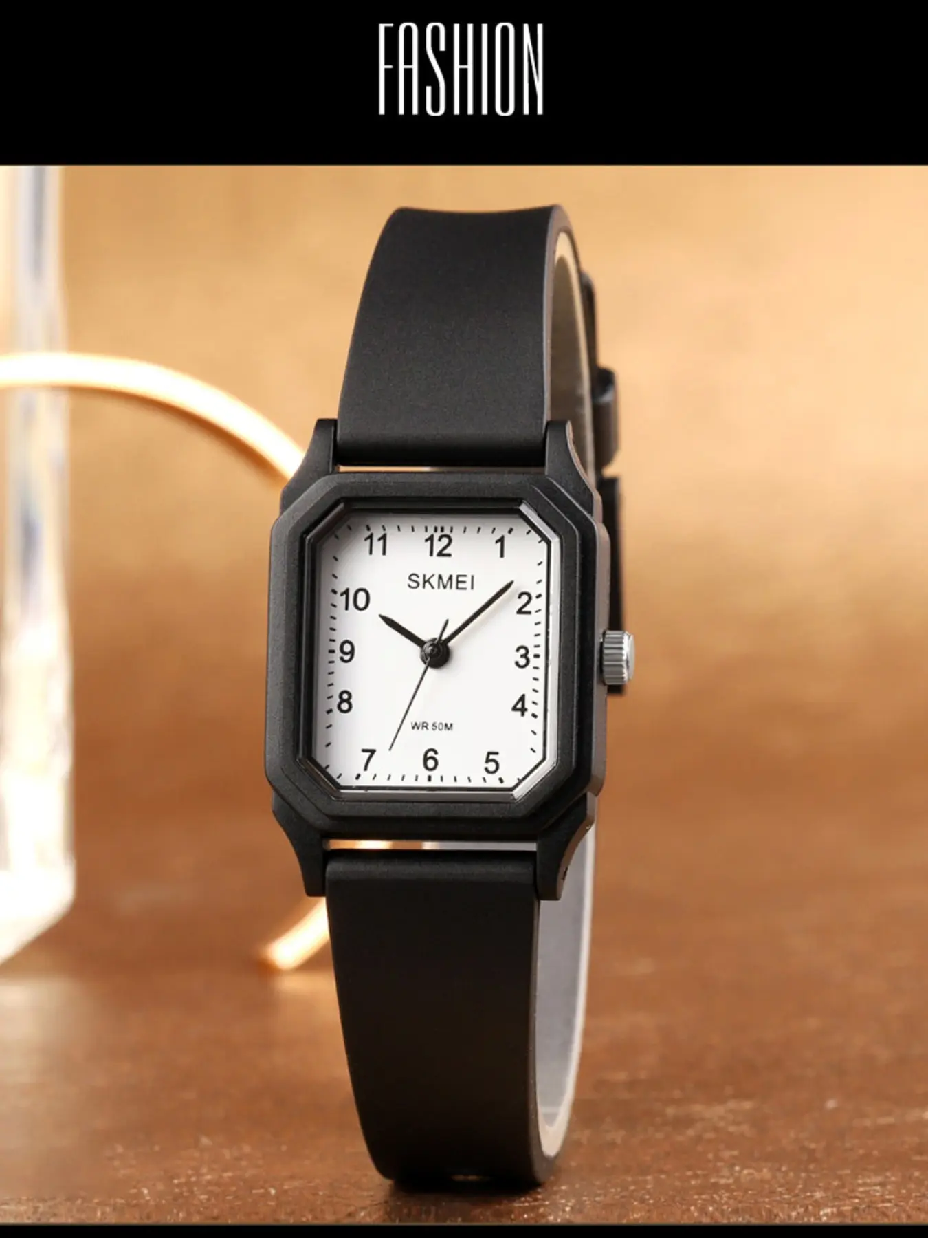 Skmei Fashion Simple Square Quartz Wristwatches, Elegant Square Dial, Ultra-Light, Easy Reading, 5atm Waterproof, Unisex Daily Wear, Analog Display, Fashionable Watch