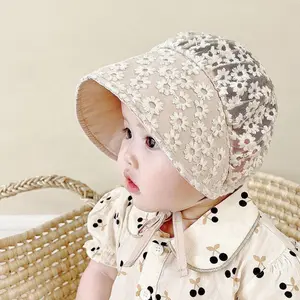 Summer baby lace sun hat, spring and autumn thin sun hat, female baby princess hat, hollowed out children's sun hat