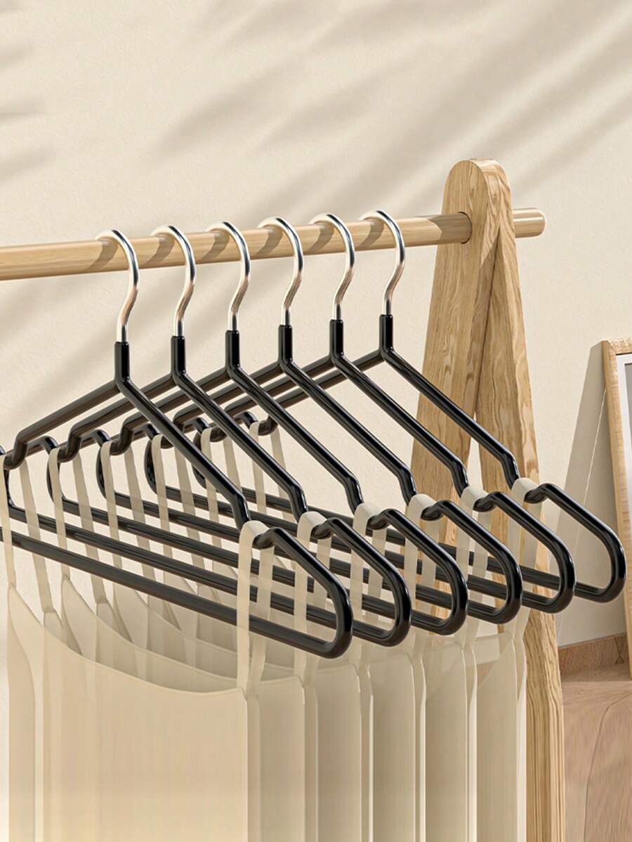 20pcs/30pcs/50pcs Stainless Steel Dip Coated Hangers With Shoulder Grooves, Durable & Space Saving Clothes Hanger