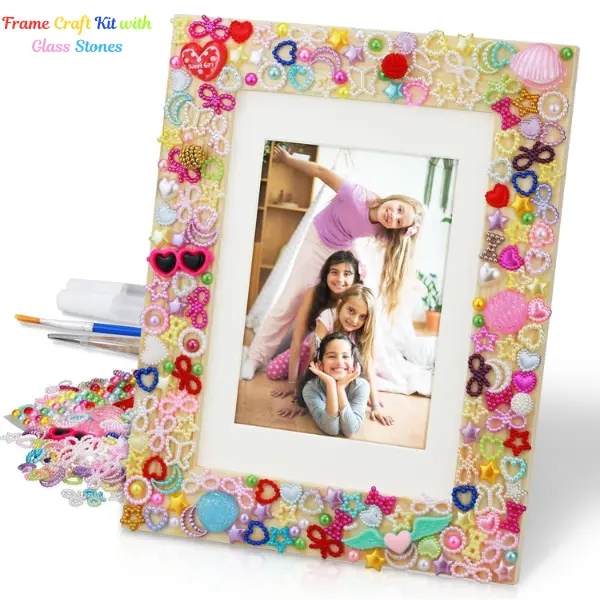 DIY Picture Frame Craft Kit for Kids | Make Your Own Photo Frame with Glass Stones | Arts & Crafts for Girls, Creative Gift, Birthday Activity, Tween Craft Set