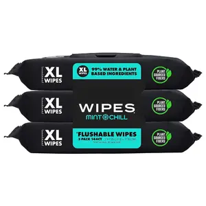 Flushable Wet Wipes Pack, 48 Sheets Large Unscented Adult Wipes with Vitamin E & Aloe Vera, Safe for Septic Systems & Sewer Lines