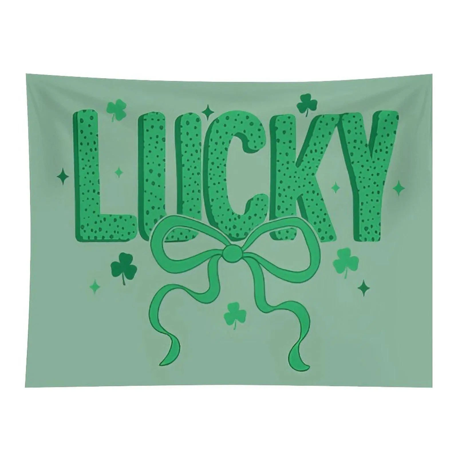 Lucky Green Clover Bow Retro Dot Print St Patrick’s Day Theme Wall Tapestry Cute Holiday Art For Indoor Wall Ornament