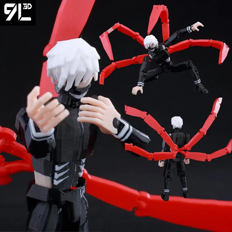 9L3D Lucky 13 Dummy T13 Rage Articulated Action Figure Model - White Hair, Red Eyes, Extreme Combat Pose, Collectible Figurines, Figurine Collectibles, Christmas Gift for Boys