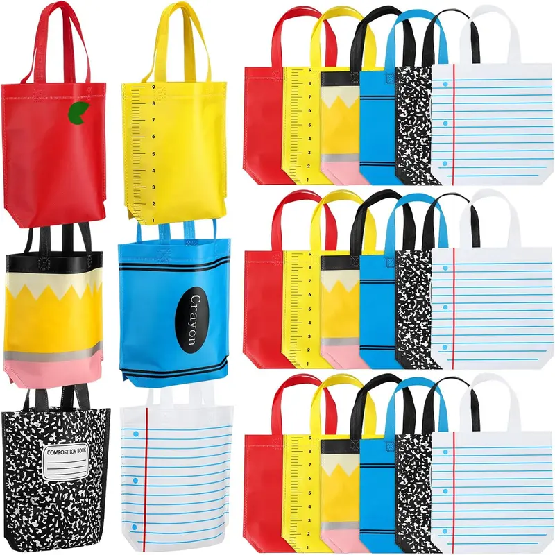 20/24/36 Pcs Christmas Gift Bags Pencil Goodie Bags Non Woven Crayon Handbags Party Favors Bag for Student Teacher,Xmas Birthday Thanksgiving Welcome First Day of School Kindergarten Party Gift,Classroom Gift Exchange