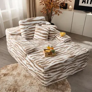 POUUIN 67'' Luxurious Oversized Boneless Chaise Lounge with Cup Holders, Pet-Friendly Plush Corduroy & 3 Support Pillows, No-Assembly 54" Wide Sleeper Sofa, Ultra-Soft Durable Design with Full-Body Comfort & Support for Living Room, Bedroom & Home Office