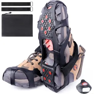 Crampons Ice Cleats,Tungsten Ice Cleats for Shoes and Boots Crampons for Hiking Boots Ice Cleats for Women Men Kids Traction Cleats for Walking on Snow Ice Grips for Fishing, Walking, Running