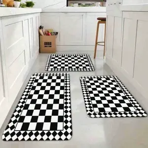 1/2/3 Pcs Mat Classic Checkered Floor Mat Floor Mat Non Slip Home Decor, For Living Room, Bedroom, Or Outdoor Decor for Dining Room, Bathroom, Bath, Bedroom, Living Room, Kitchen, Entry