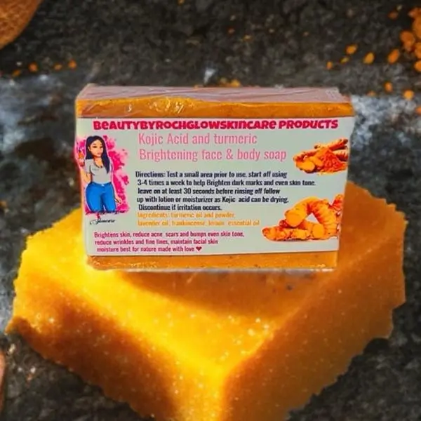 Beautybyrochglow Skincare Brightening Face & Body Soap - Kojic Acid & Turmeric for Brightening and Skin Repair