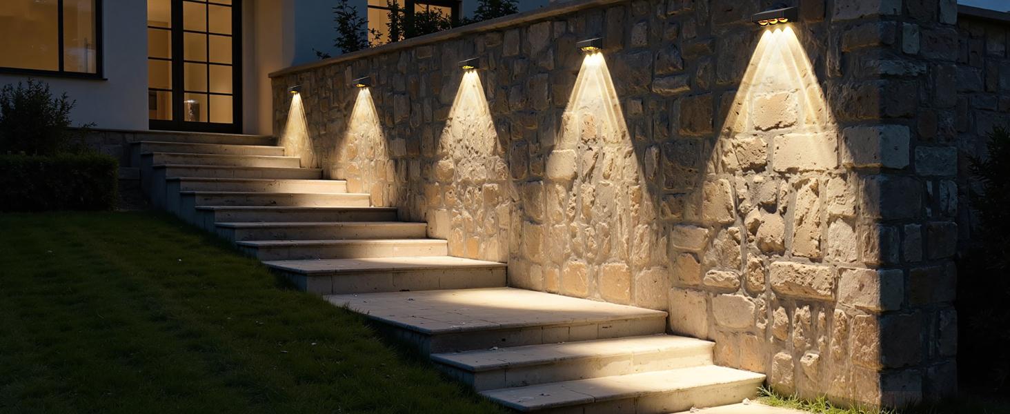 Solar Fence Lights Outdoor 8 Pack, Warm White & RGB 9 Color Changing, Waterproof LED Solar Lights for Fence Post Deck Railing Patio Backyard Garden Decor