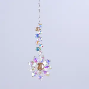 AB Crystal Flower Catcher Rainbow Manufacturing Christmas Pendant Party Decoration Gift Crystal Sun Catcher Wind Chime