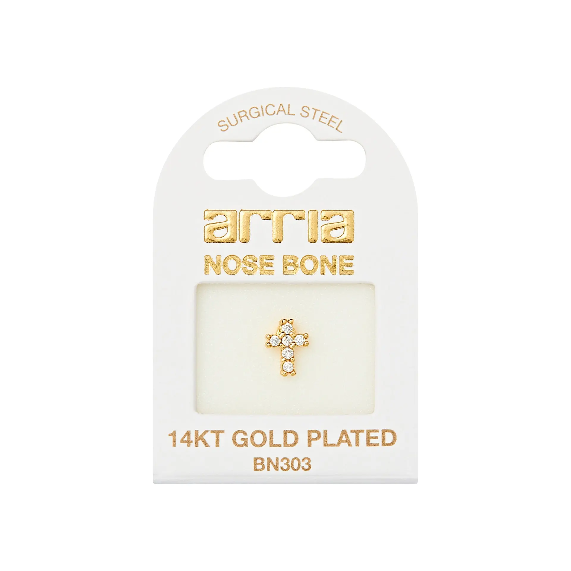 ARRIA BY KISS BN303 GOLD NOSE BONE CROSS
