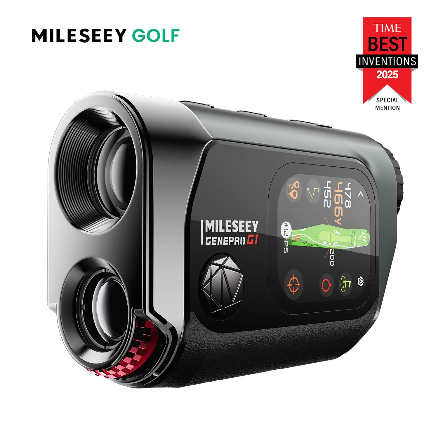Mileseey GenePro G1 Golf Touchscreen GPS Laser Rangefinder, Golf Accessories - 1300-yd Range, 43000 Preloaded Courses, Slope Function, 0.1s Vibration Flag Lock, 6X Magnification, Red-Green Display