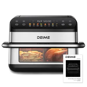 DEIME US RA922DSV,10L/11QT Dual Basket Air Fryer, Large Capacity Digital Air Fryer with 8 Presets, Visible Window, 1700W Oil-Less Healthy Cooker