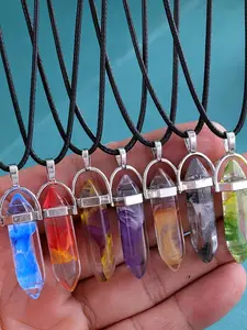 10-Piece Boho Glass Crystal Hexagon Pendant Necklace Set, DIY Jewelry Making Kit, Perfect Gift for Birthdays and Holidays