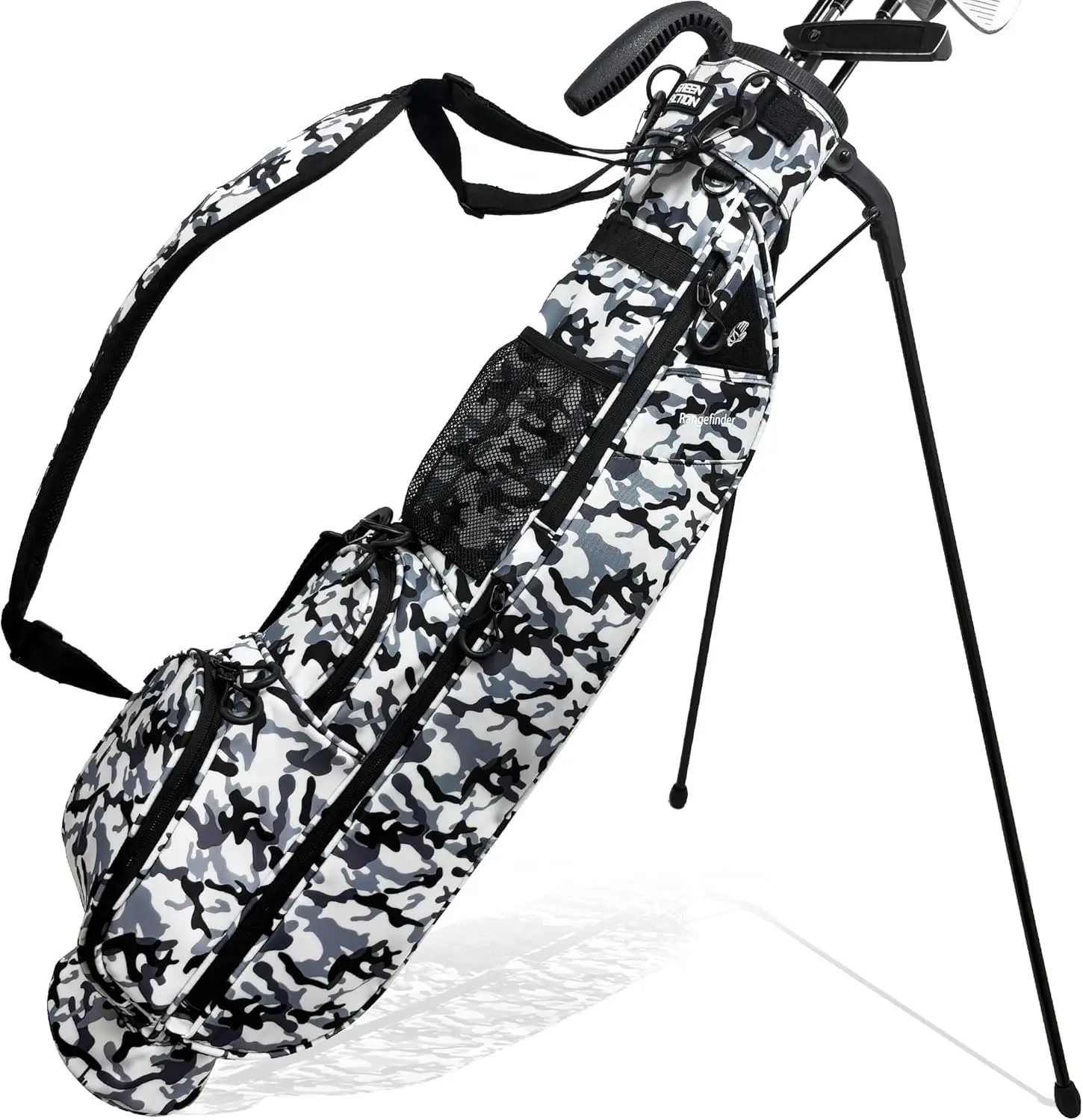 Lightweight Sunday Golf Stand Bag with Strap, 2-Way Divider & Cooler Pocket, Holds 5-6 Clubs for Driving Range & Par 3 Courses - Camo, Golf Accessory, Golf Equipment