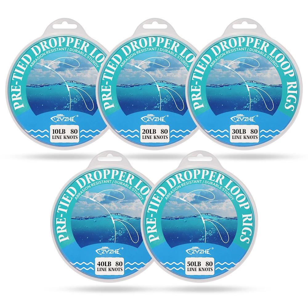 Pre‑Tied Dropper Loop Rigs Fishing Line 80 Loops 10‑50LB Saltwater Freshwater Fishing Tackle