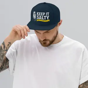 The B. Light Shop Keep It Salty Snapback Hat - Structured 6-Panel High-Profile Adjustable Snap Closure 80% Acrylic 20% Wool Green Camo 6 Embroidered Eyelets