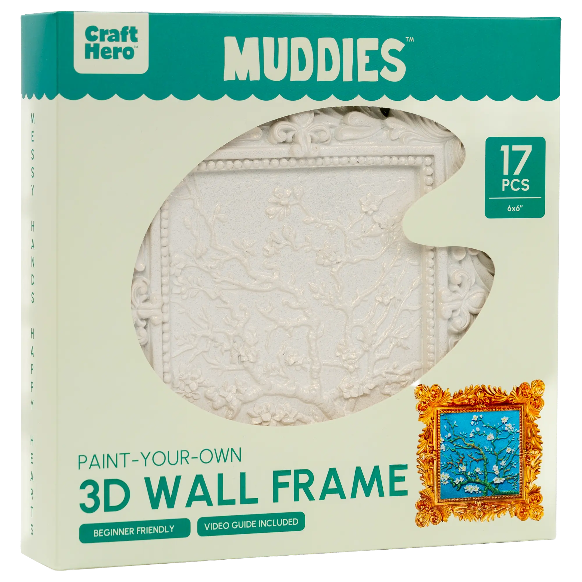 Craft Hero MUDDIES Paint-Your-Own 3D Wall Frame — Almond Blossom | 17 PCS