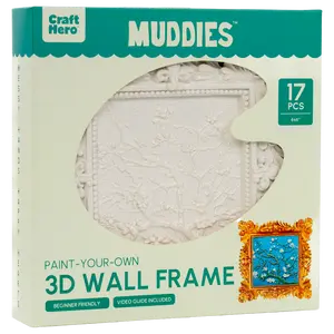 Craft Hero MUDDIES Paint-Your-Own 3D Wall Frame — Almond Blossom | 17 PCS