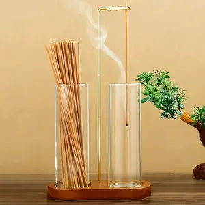 2-in-1 Incense Holder for Sticks, Incense Burner Holder with Glass Ash Catcher & Stick Storage, Bedroom House Yoga Meditation Zen Decor, Spa Gifts for Women, Unique Cozy Home Decor, Home Fragrance Decor, Natural Wood