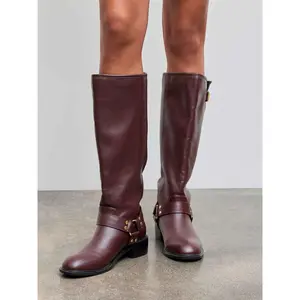 Cider [2 colors, size 6-11] BUCKLE CHUNKY KNEE HIGH BOOTS
