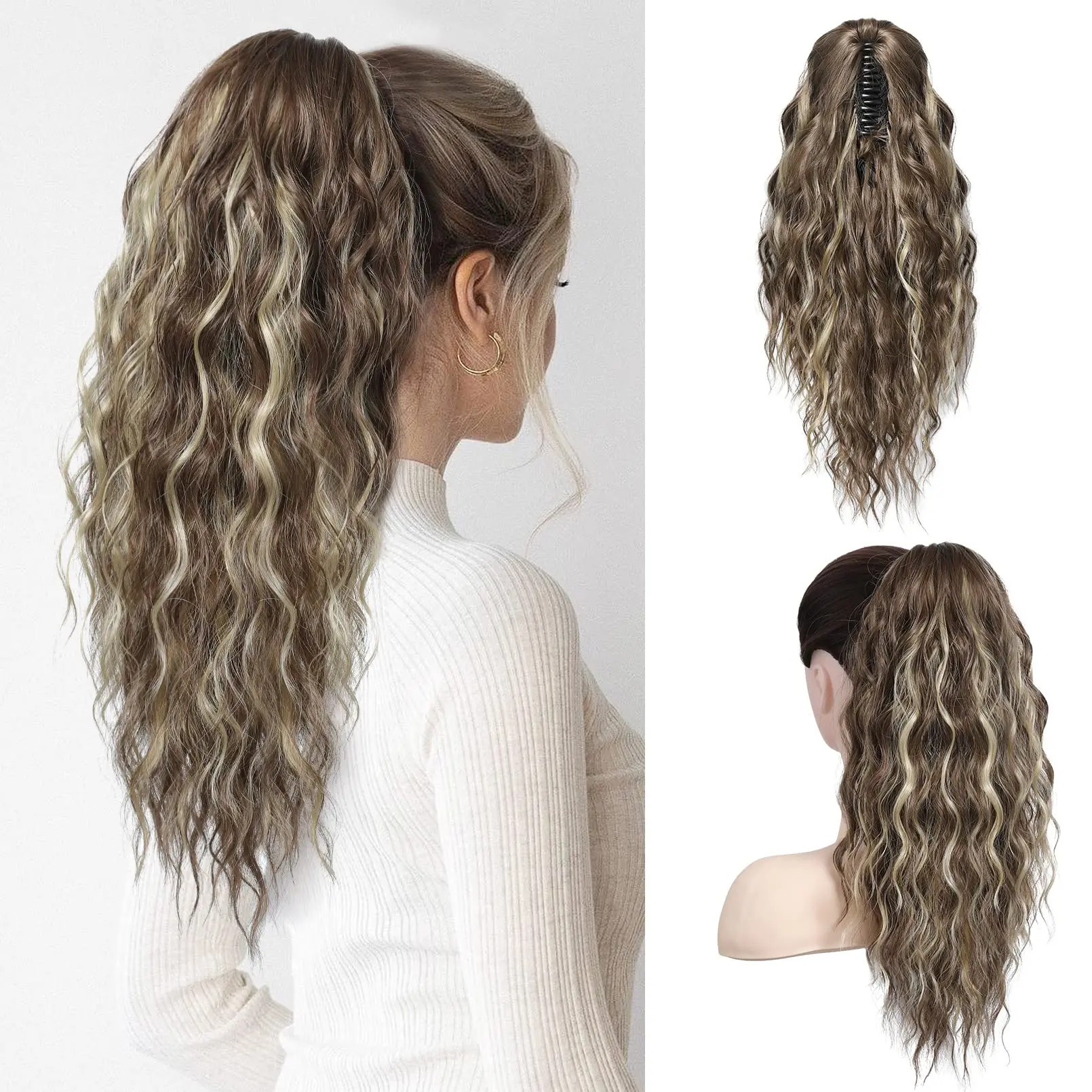 18inch-Ash Brown with Blonde Highlghts