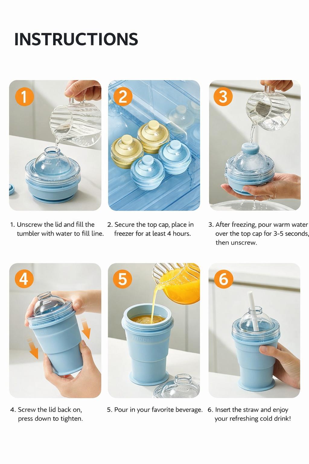 2-in-1 Collapsible Ice Ball Cup, Portable Silicone Travel Cup with Ice Mold for Camping, Iced Coffee & Whiskey,Portable Silicone Folding Tumbler with Large Sphere Ice Mold for Whiskey, Iced Coffee, Travel & Outdoor Camping