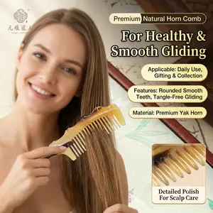 [FANYANCRAFTSMAN] Bamboo & Cat Demon Shaped Natural Yak Horn Hair Comb, Anti-Static Smooth Gliding Scalp Nourishing Comb for Women, Hand-Polished Luxury Hair Care Comb, Ideal Wellness Gift for Loved Ones