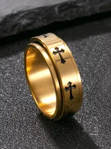 Stainless Steel Men's Jesus Cross Engraved Ring, Vintage Religious Wedding Band, Durable Christian Jewelry Gift for Faith Occasions, Stacking Rings, Unique Rings, Stackable Rings, Stackable Finger Rings