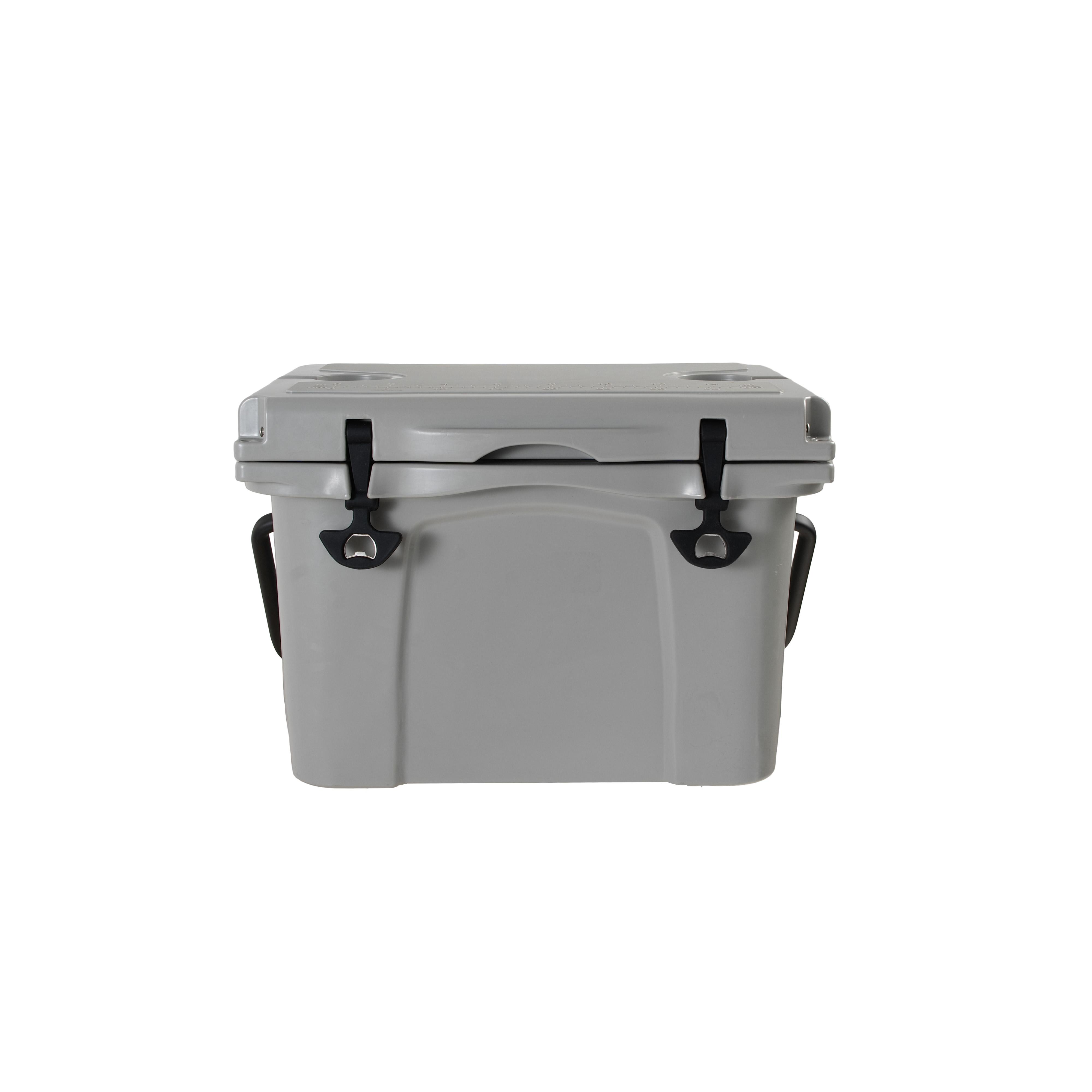 Dufominc 25QT Volume Sturdy Rotational Mold Insulated Hard Cooler with Ergo Handle, Large Size, Bottle Opener, Cup Holder, Forming Ruler, 5-7 Day Ice Retention for Camping, Beach, Travel